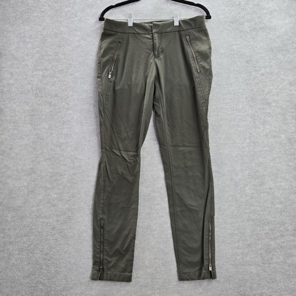 Athleta Women Pants 6 Green Chino Nylon Spandex‎ Zipper 29" Inseam